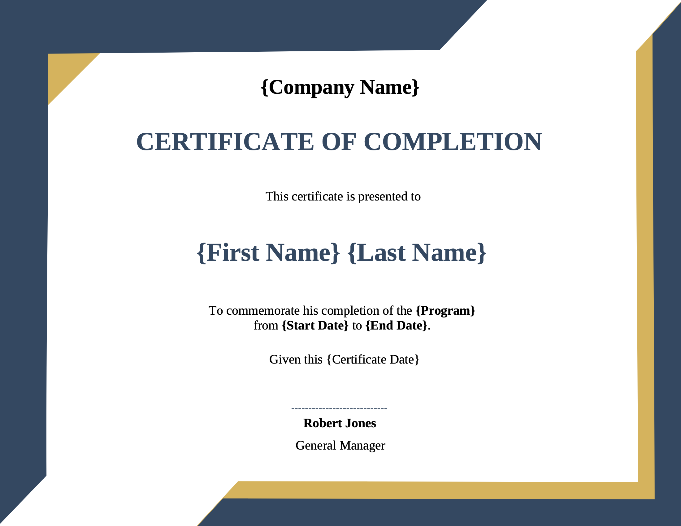 Certificate of Completion Template